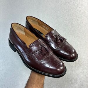 Bostonian Luxe Wingtip Tassel Loafers Men 10.5W Brown Preppy Dress Shoe Leather
